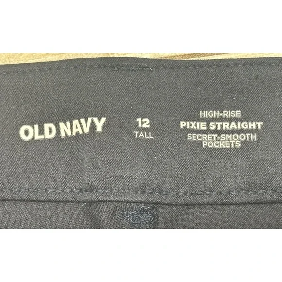 OLD NAVY High Rise Pixie Straight Leg Pants Navy‎ Blue Size 12 Tall NWT - Picture 4 of 9